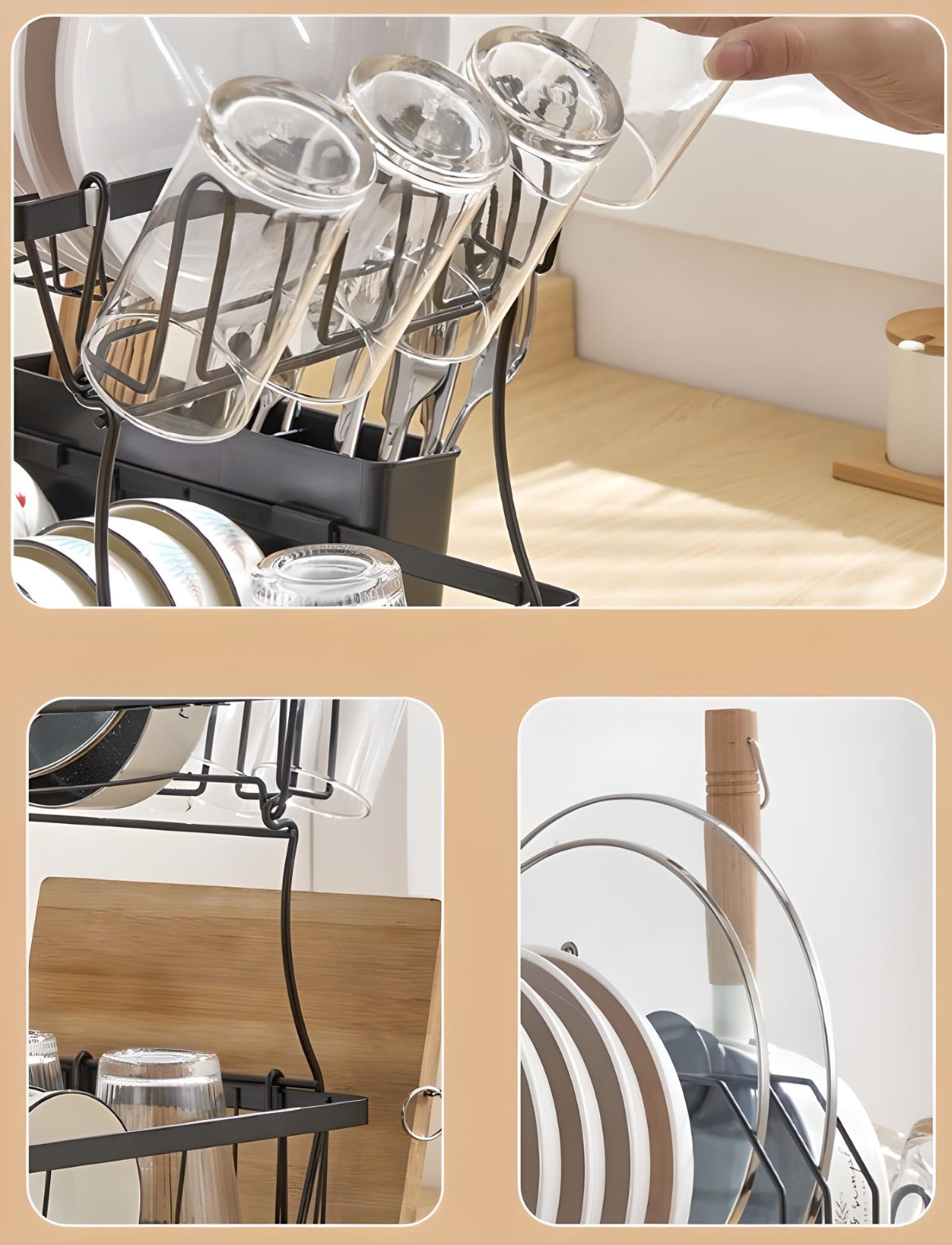 2-Tier Steel Detachable Dish Rack